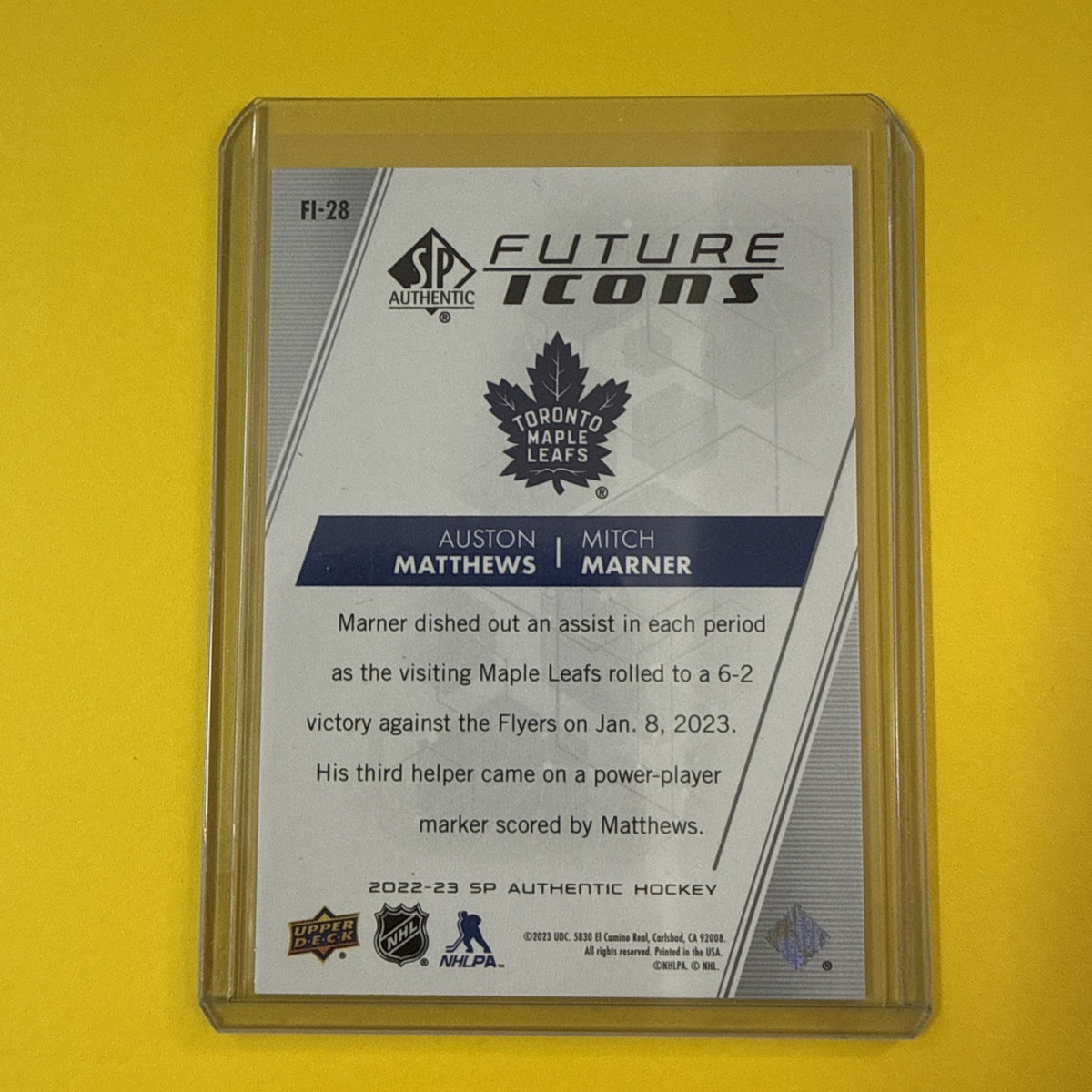 Auston Matthews 2022/23 SP Future Icons Card - back