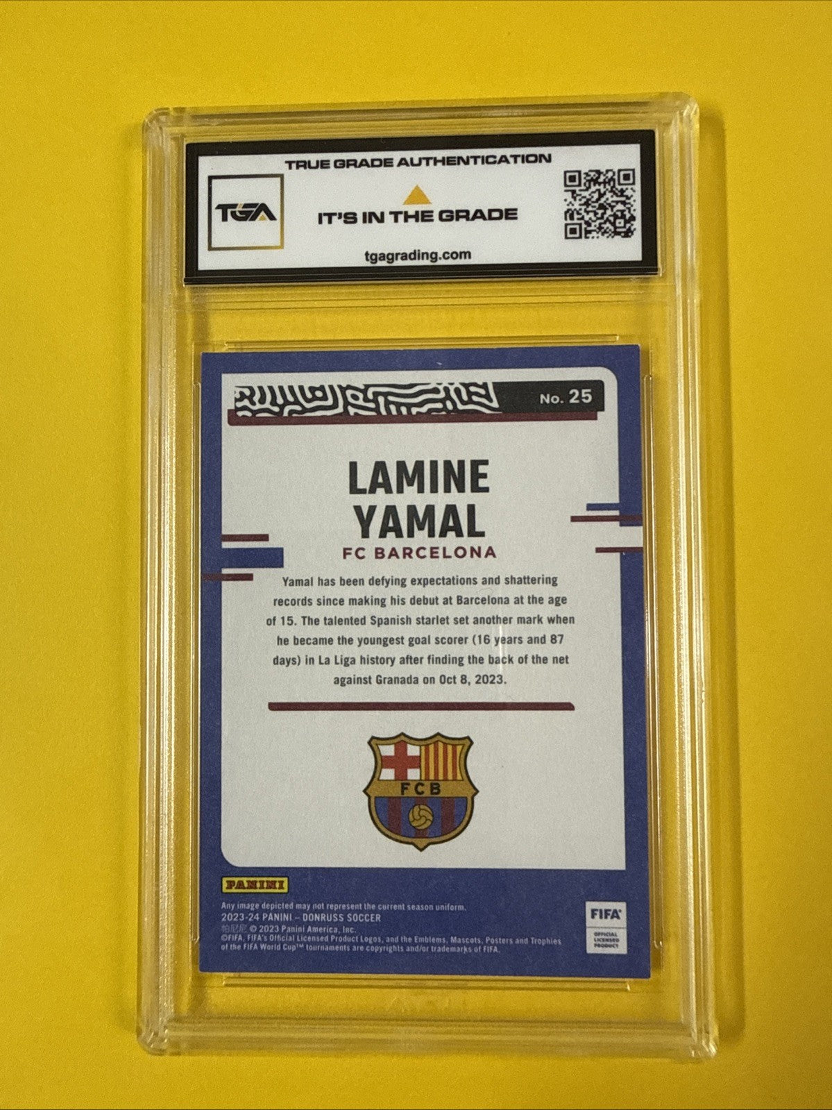 Lamine Yamal 2023 Donruss Fifa Rookie Card Graded 7.5 - back