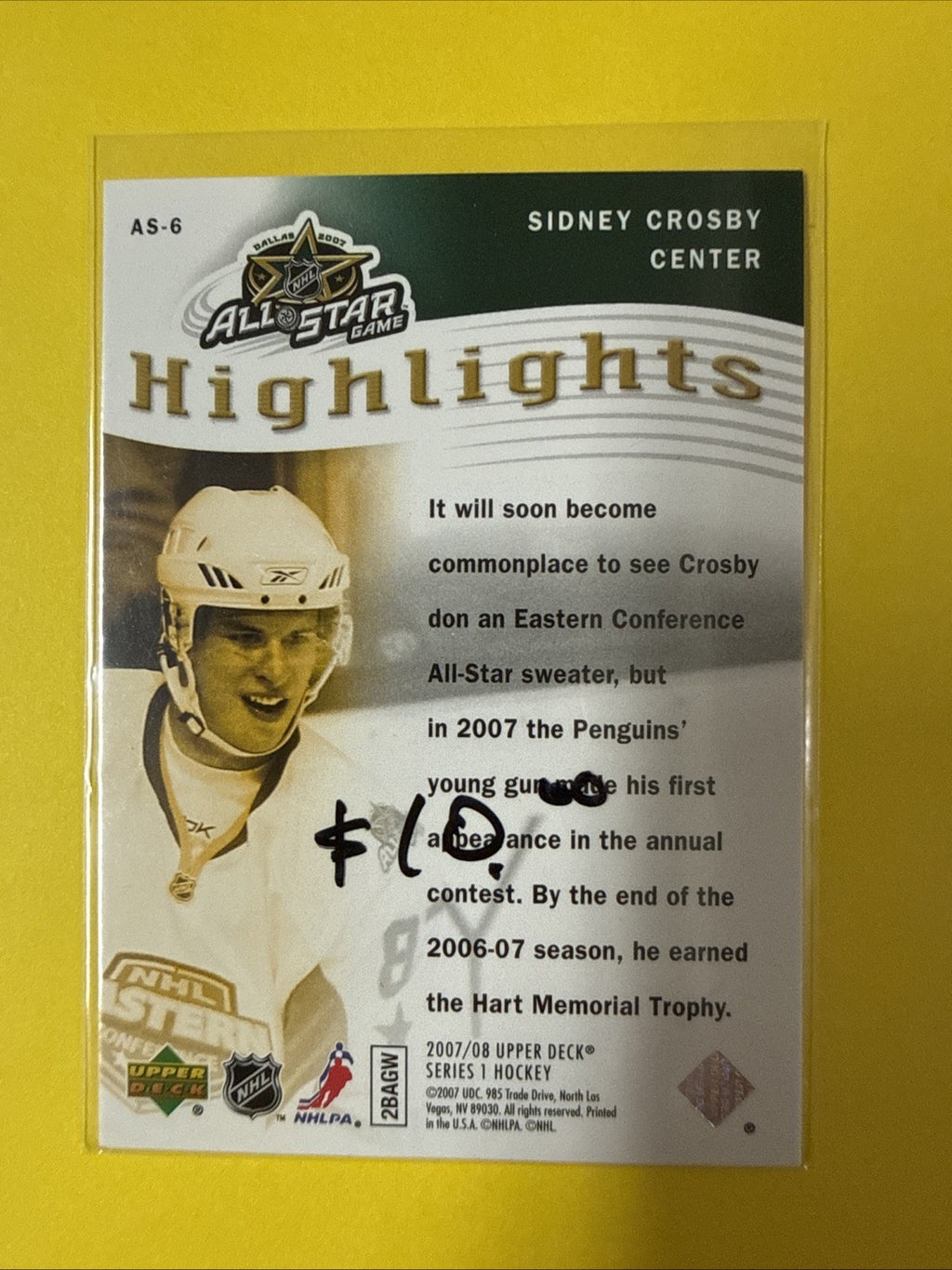 Sidney Crosby 2007/08 Cards - back