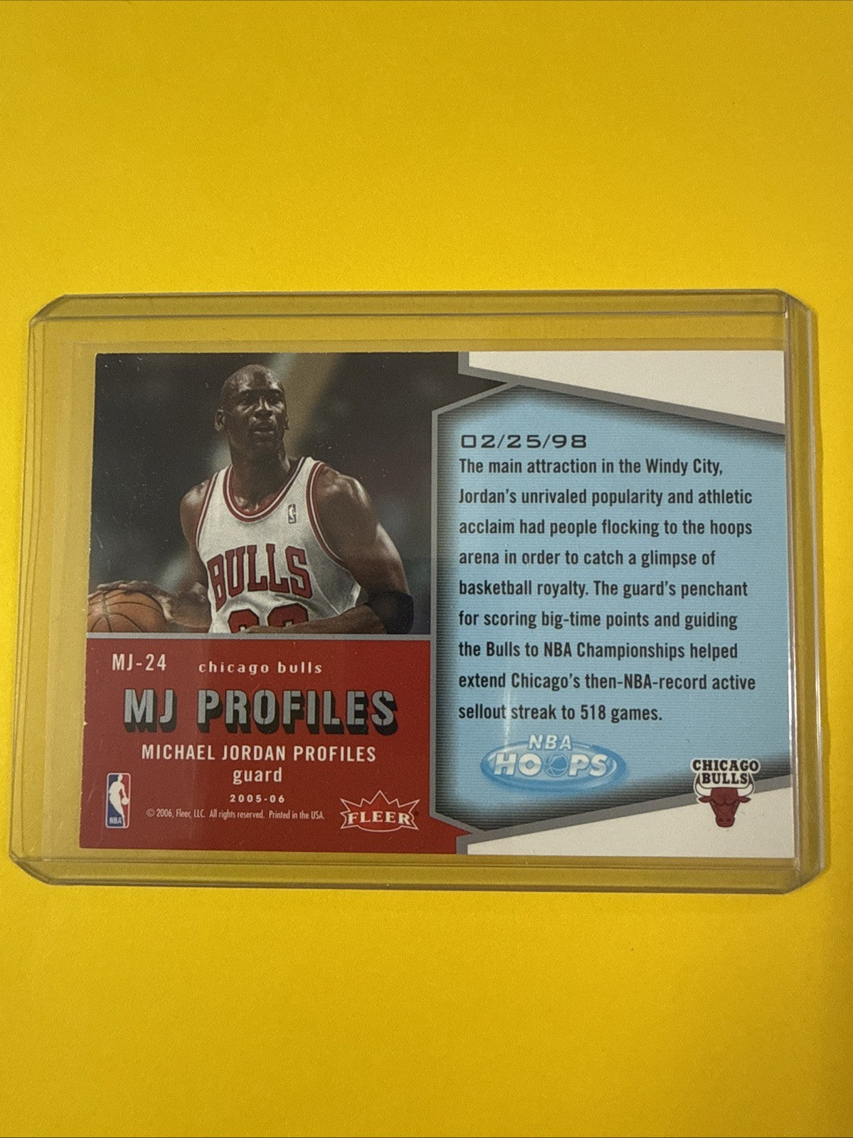 Michael Jordan 2005/06 NBA Hoops MJ Profiles #24 - back