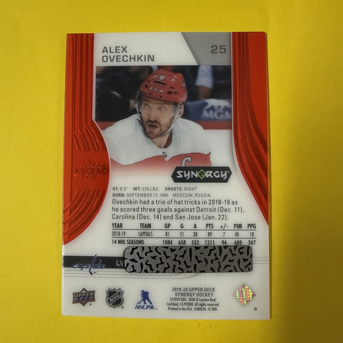 Alexander Ovechkin 2019 Card - back