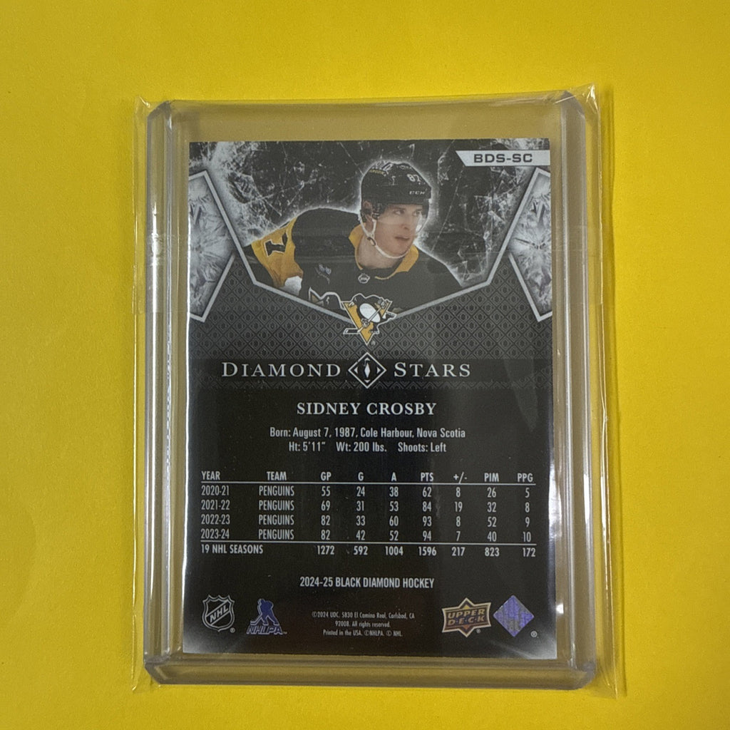 Sidney Crosby 2024/25 Black Diamond Stars Card Out of /249 - back