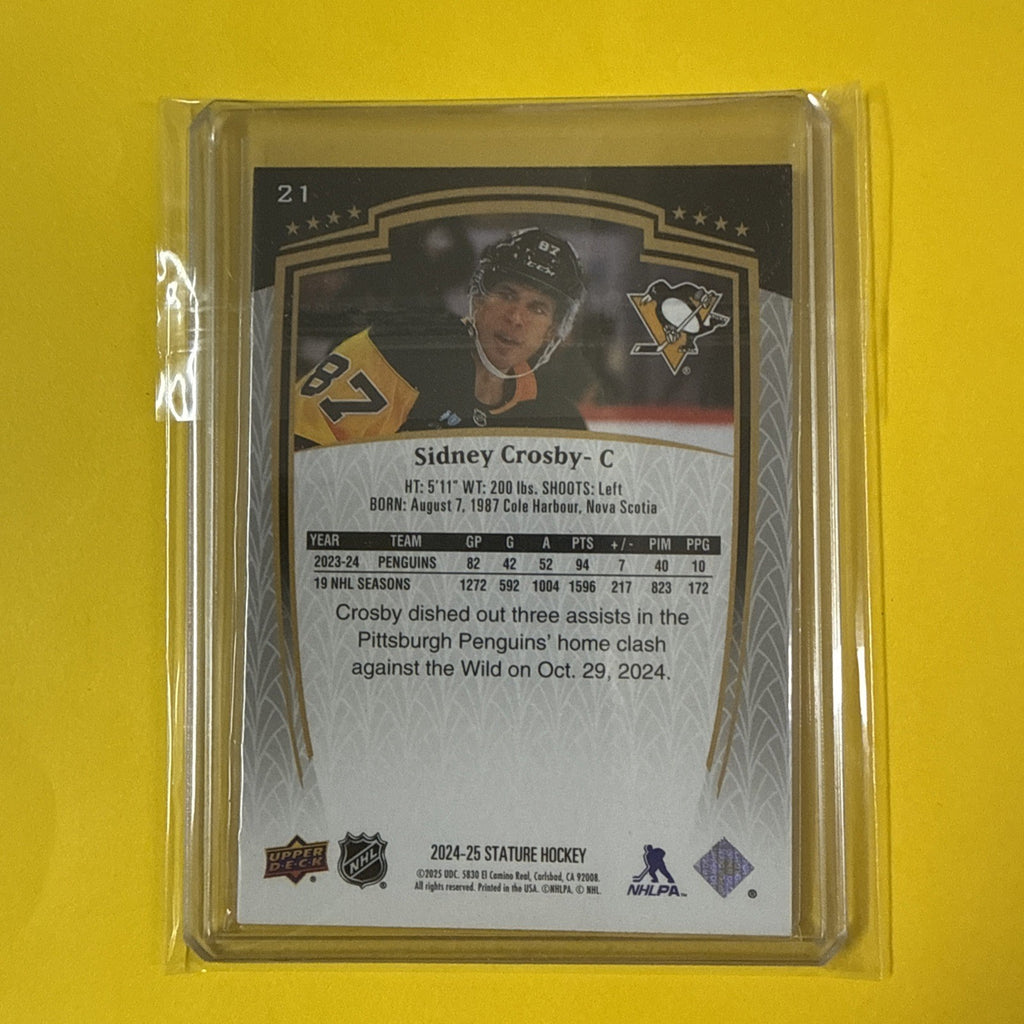 Sidney Crosby 2024/25 Stature Card - back