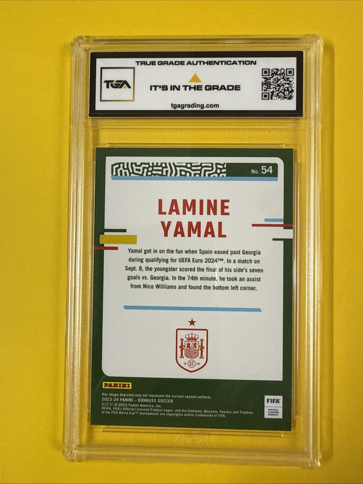 Lamine Yamal 2023 Donruss Fifa Rookie Card Graded 8.5 - back