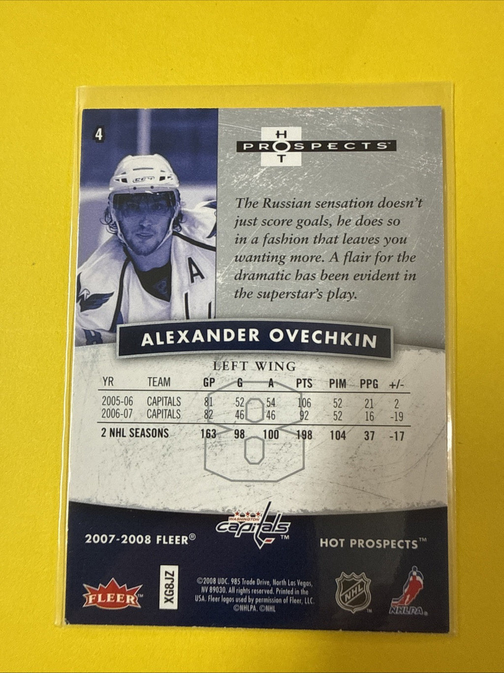 Alexander Ovechkin 2007 Card - back