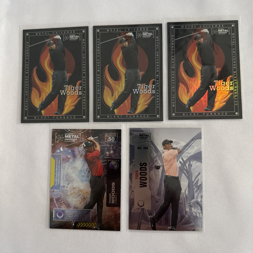 Tiger Woods 2021/22 Skybox Metal Universe 5 Cards - front