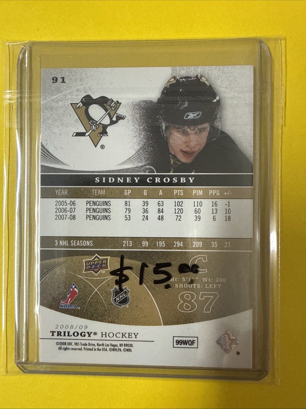 Sidney Crosby 2008/09 Cards - back