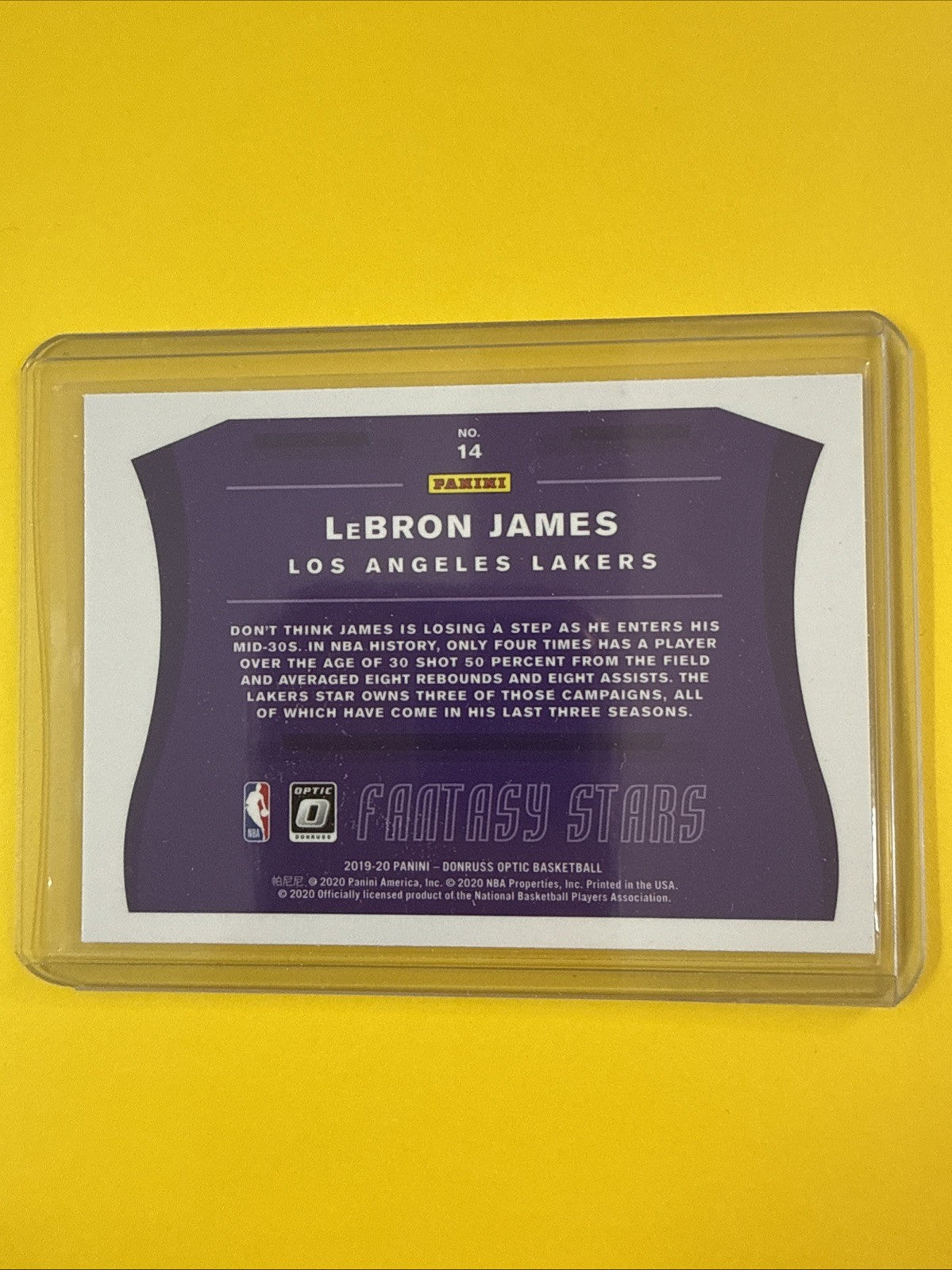 LeBron James 2019/20 NBA Card - back