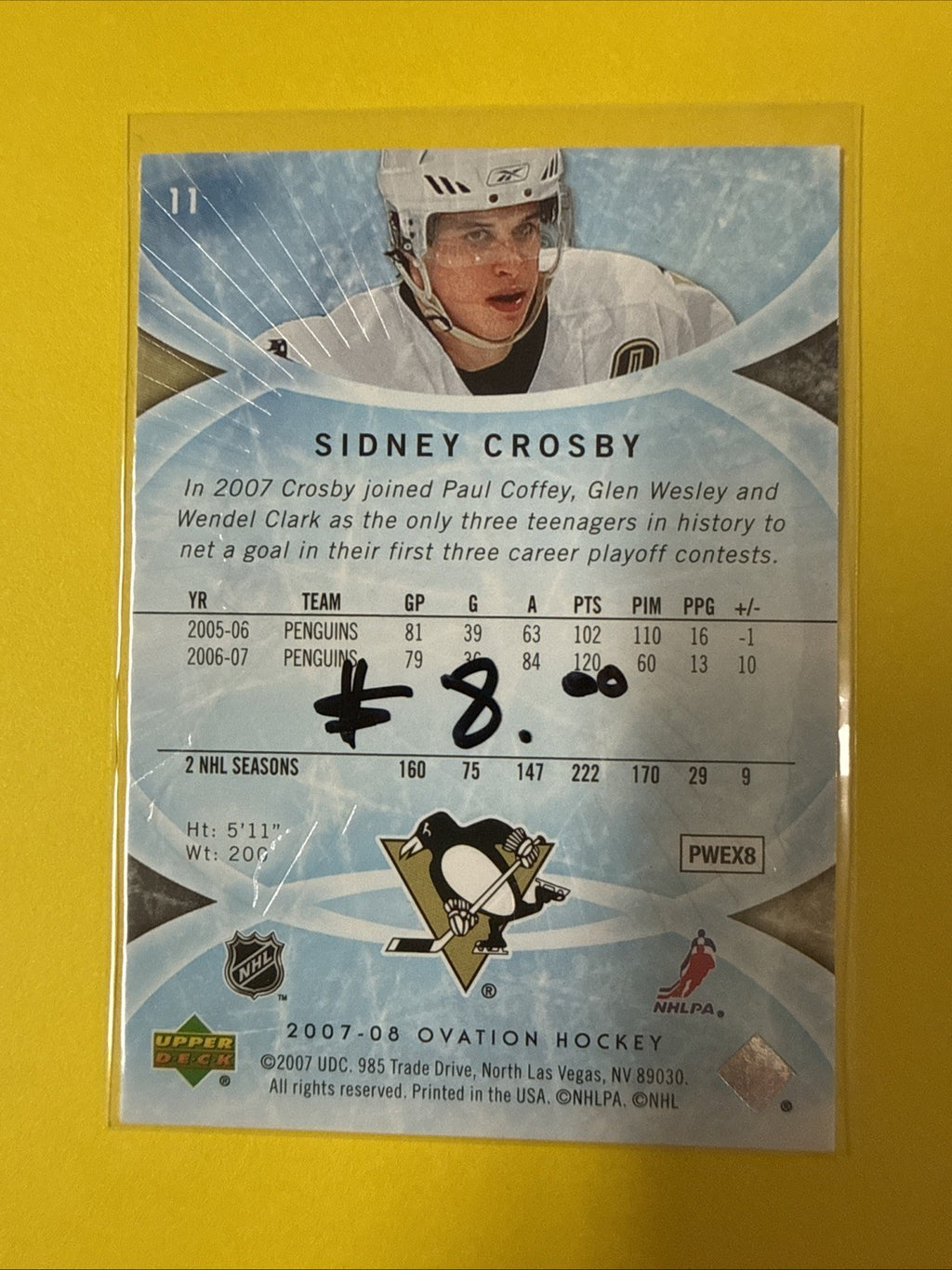 Sidney Crosby 2007/08 Cards - back