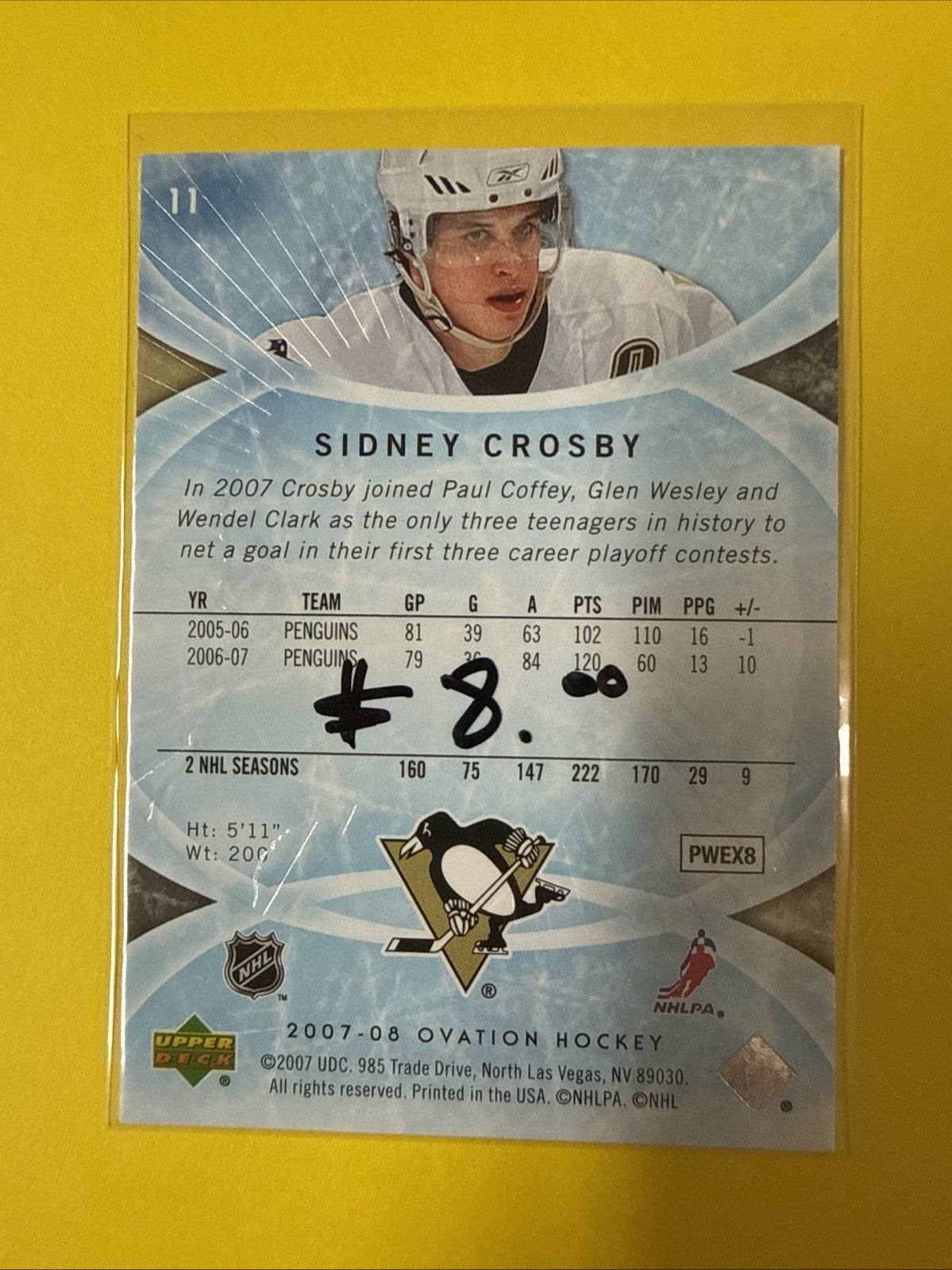 Sidney Crosby 2007/08 Cards - back