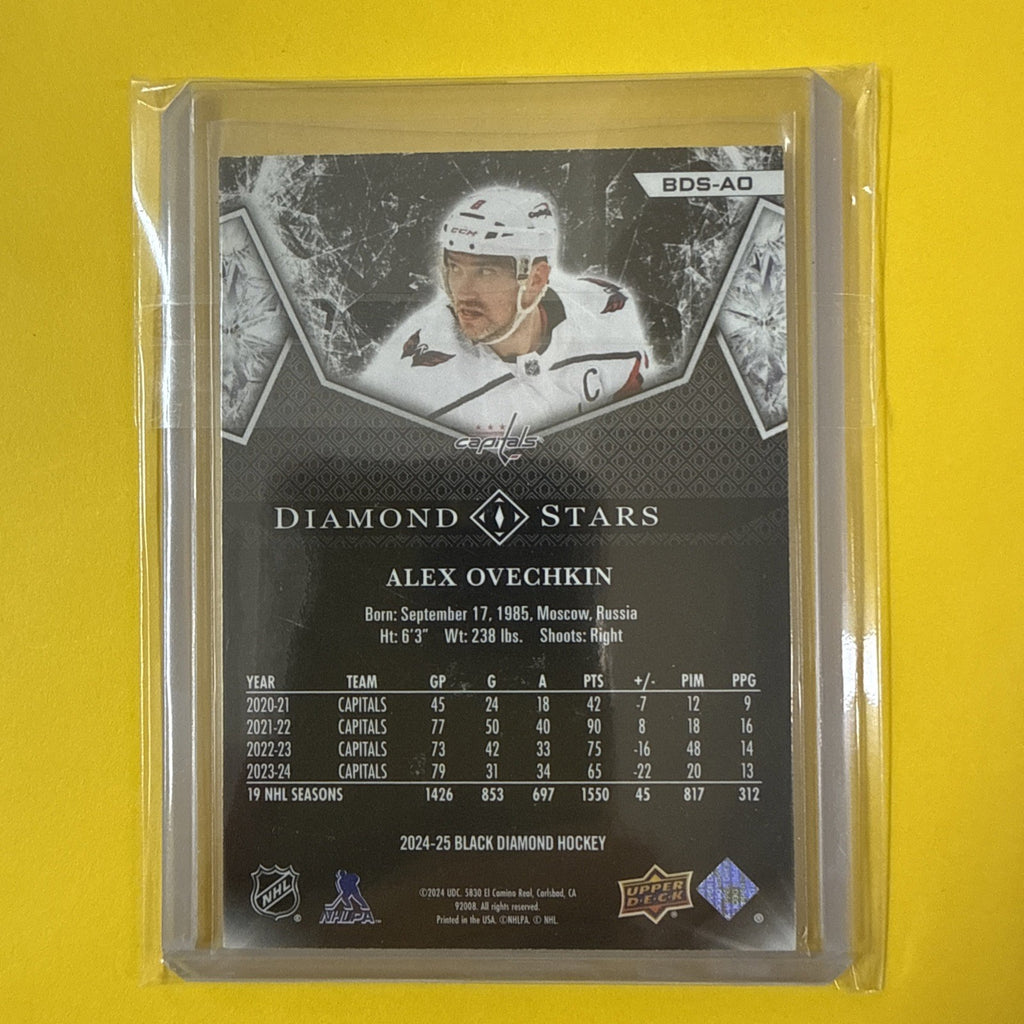 Alex Ovechkin 2024/25 Black Diamond Hockey Card Out of /249 - back