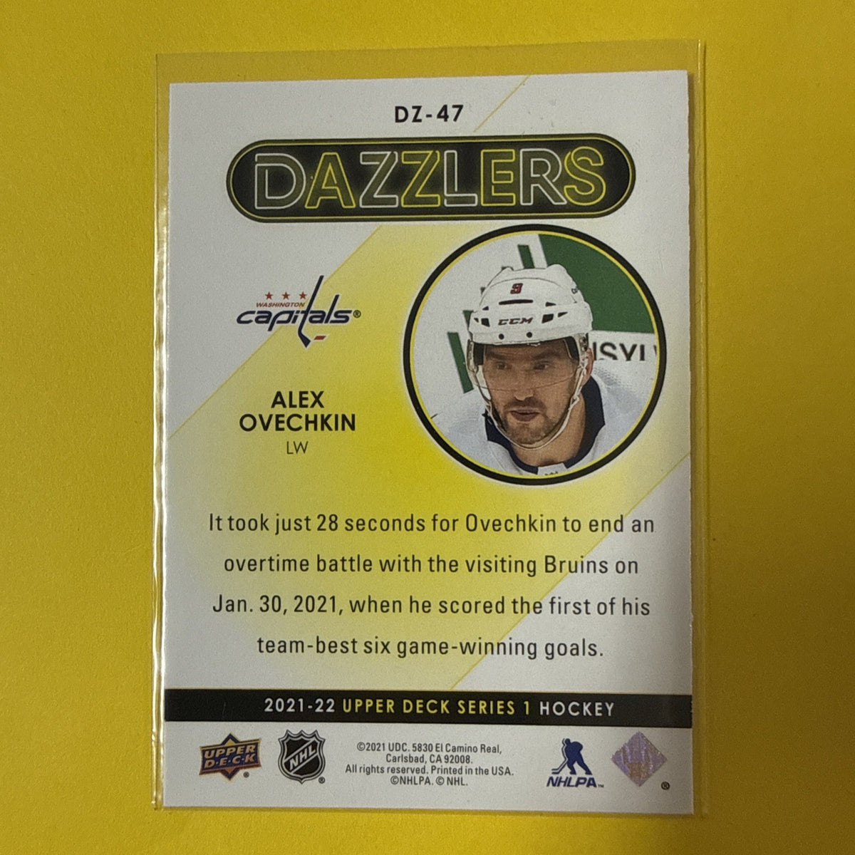 Alexander Ovechkin 2021 Card - back