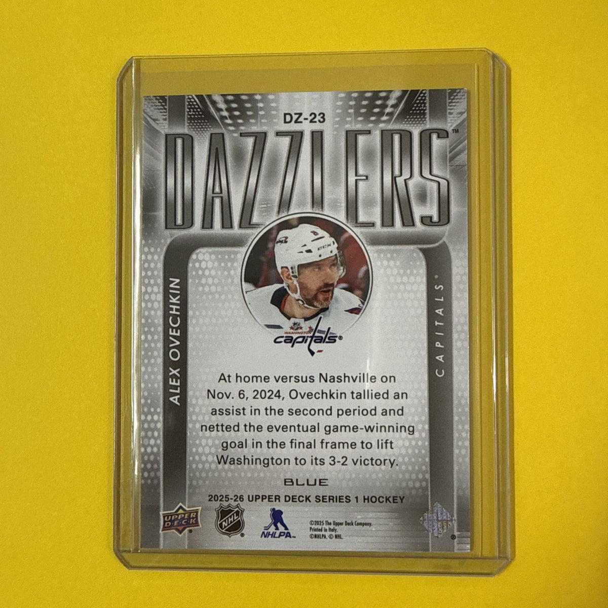 Alex Ovechkin 2025/26 UD Blue Dazzlers - back
