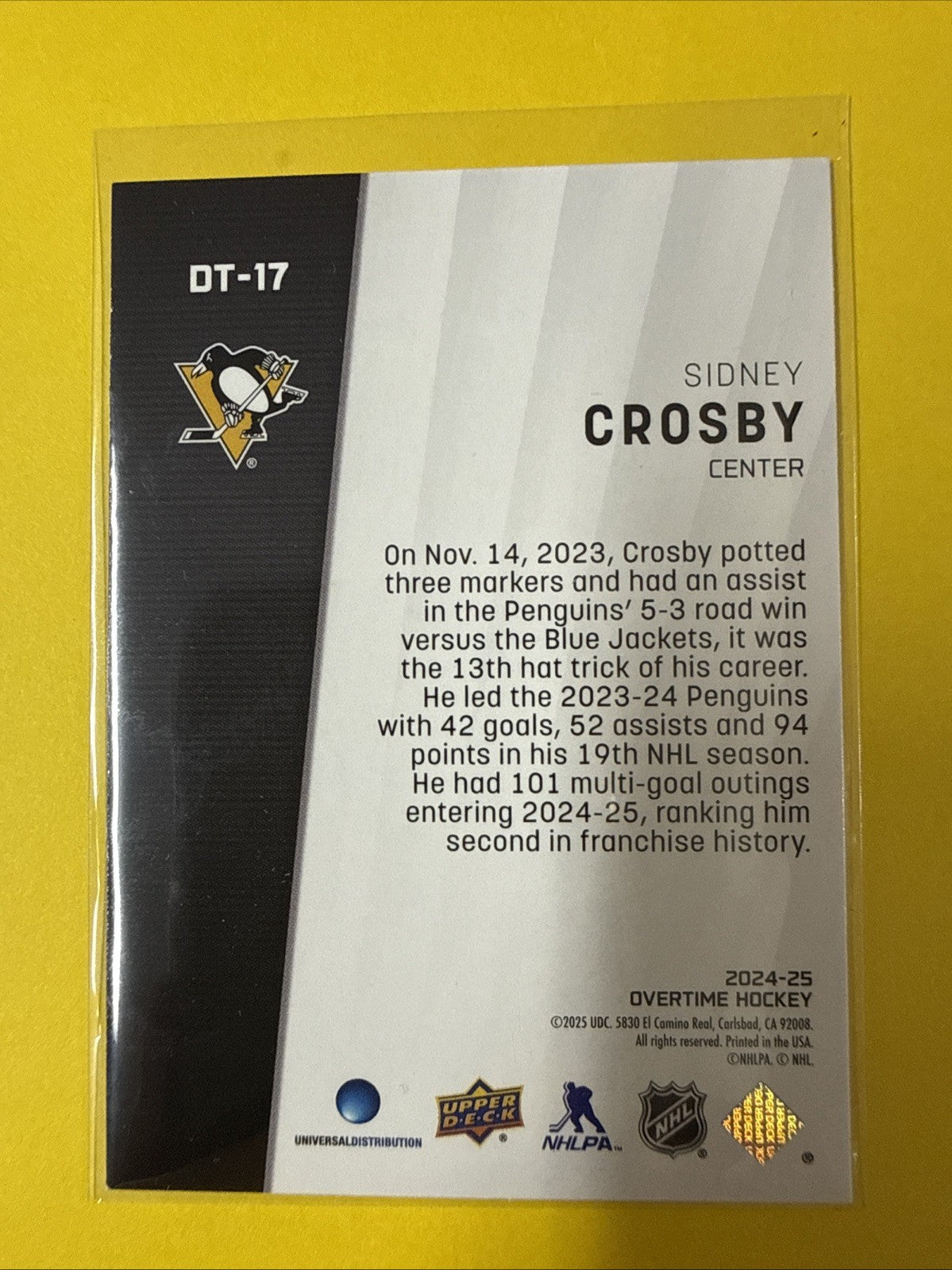 Sidney Crosby 2024/25 Cards - back