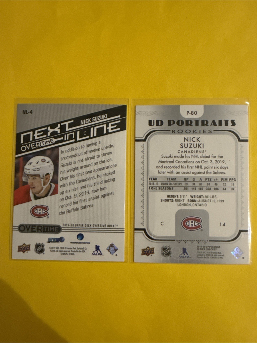 Nick Suzuki 2019/20 Rookie Cards - back