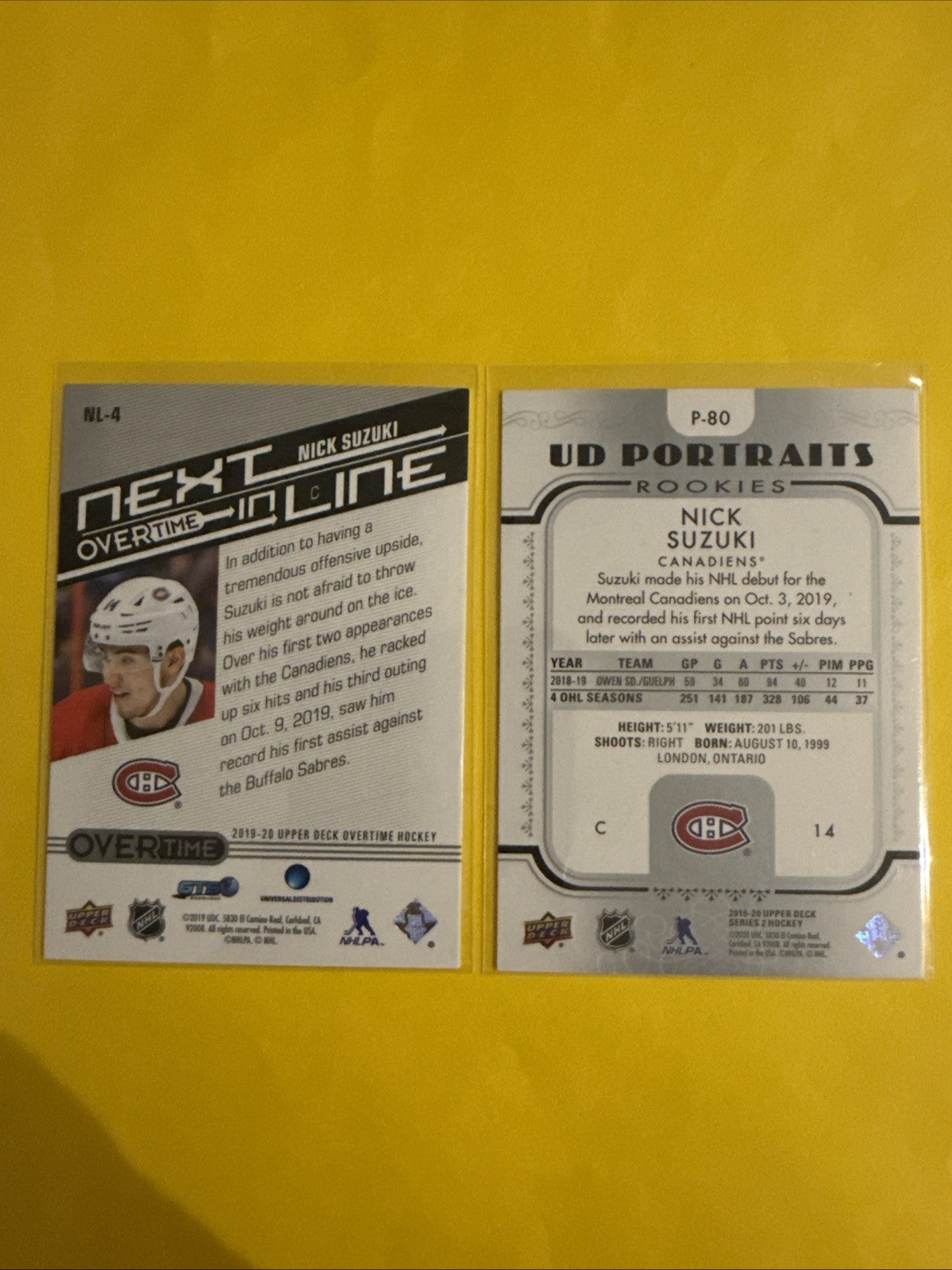 Nick Suzuki 2019/20 Rookie Cards - back