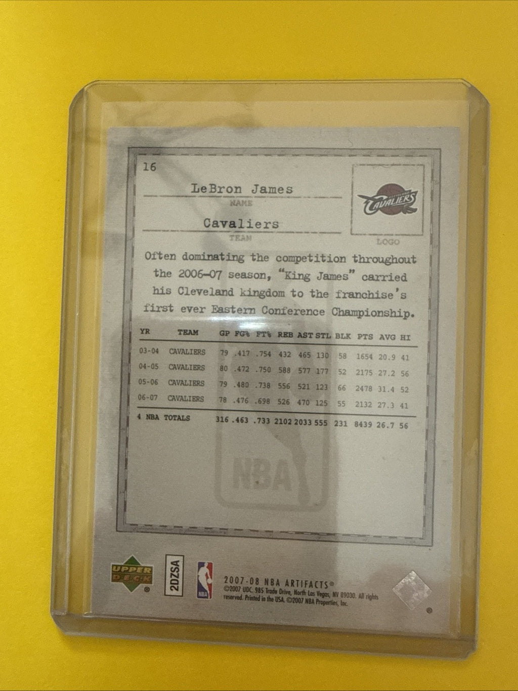 LeBron James 2007/08 Card - back
