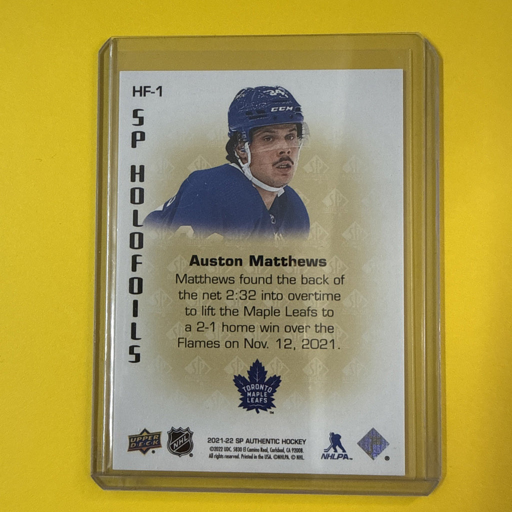 Auston Matthews 2021/22 SP Holofoils Card - back