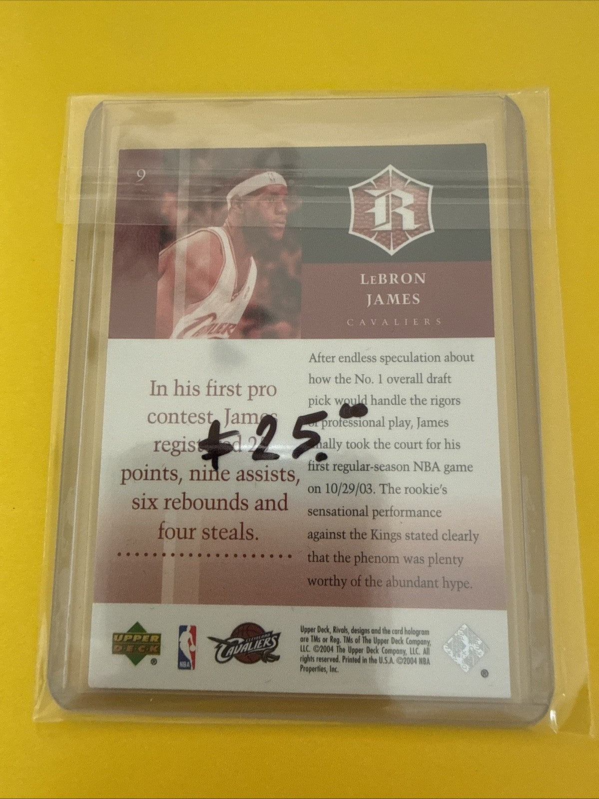 LeBron James 2004 UD Rivals - back