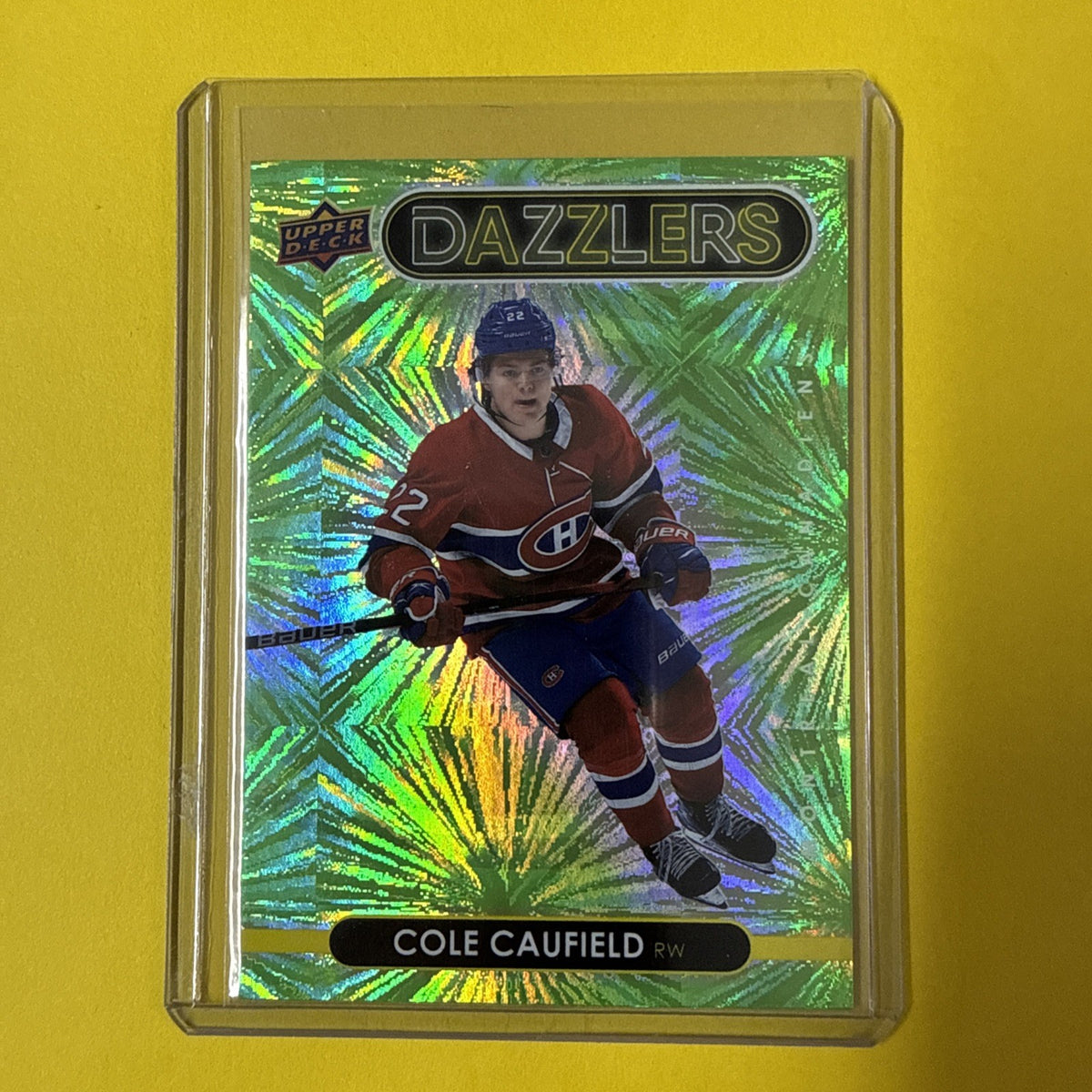 Cole Caufield 2021/22 Green Dazzlers Rookie Card - front