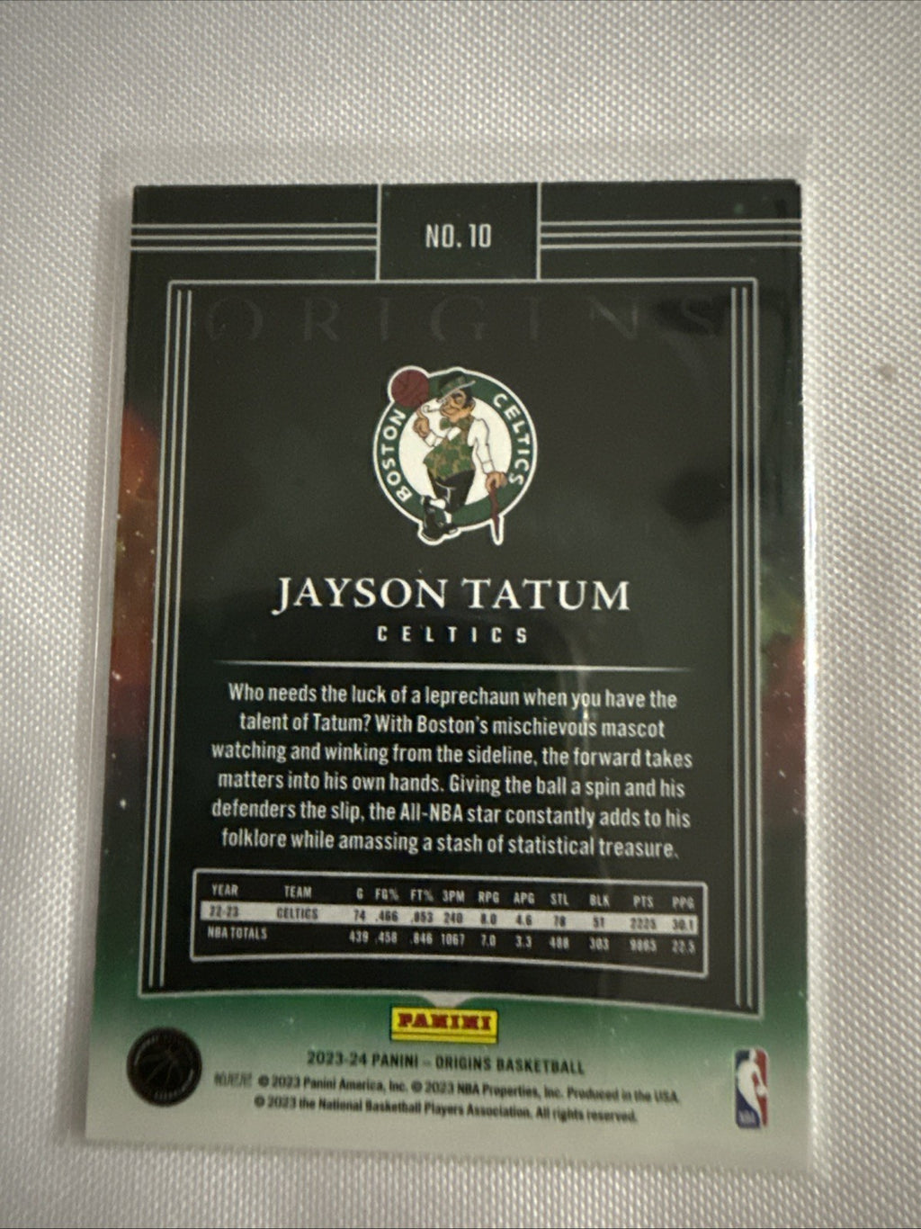 Jayson Tatum 2023/24 Panini Origins Cards - back