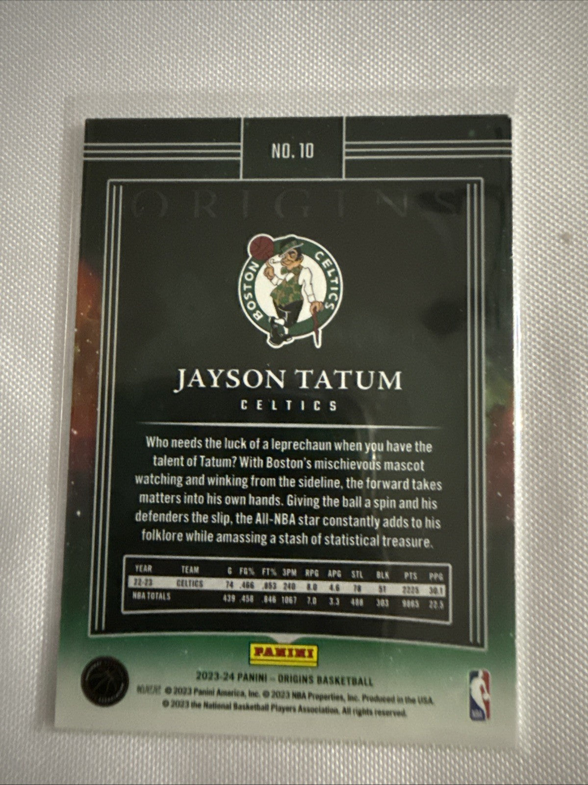 Jayson Tatum 2023/24 Panini Origins Cards - back