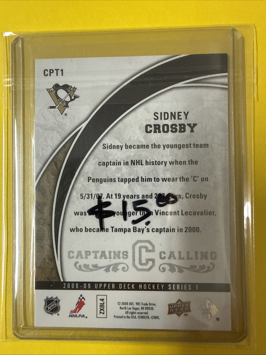 Sidney Crosby 2008/09 Cards - back