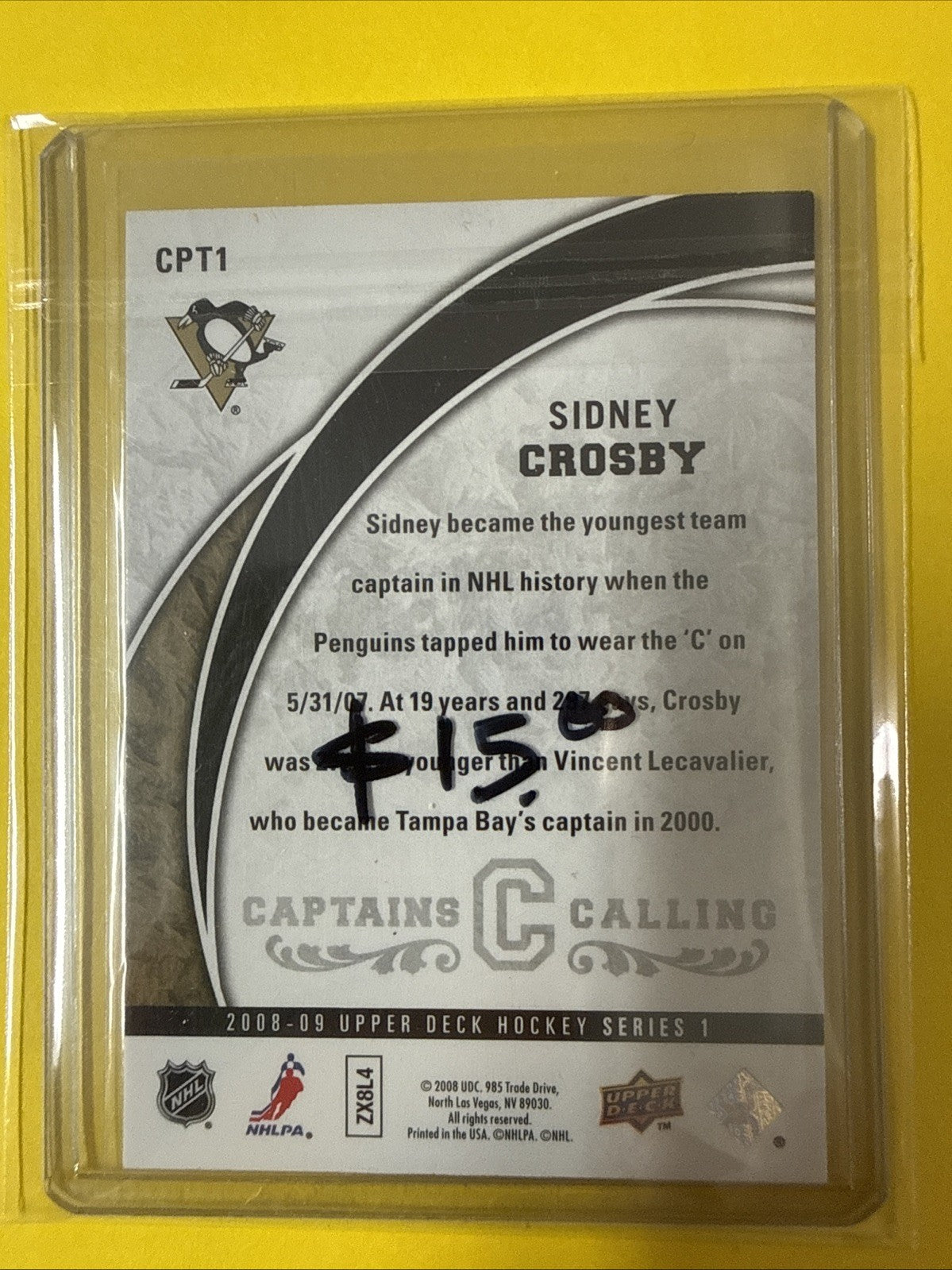 Sidney Crosby 2008/09 Cards - back