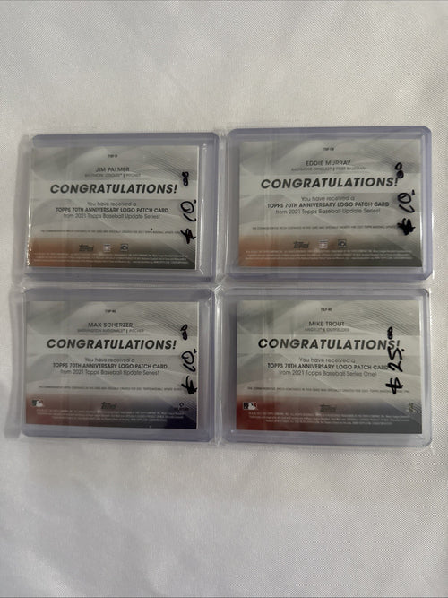 2021 Topps 70th Anniversary Logo Patches 4 Cards - back