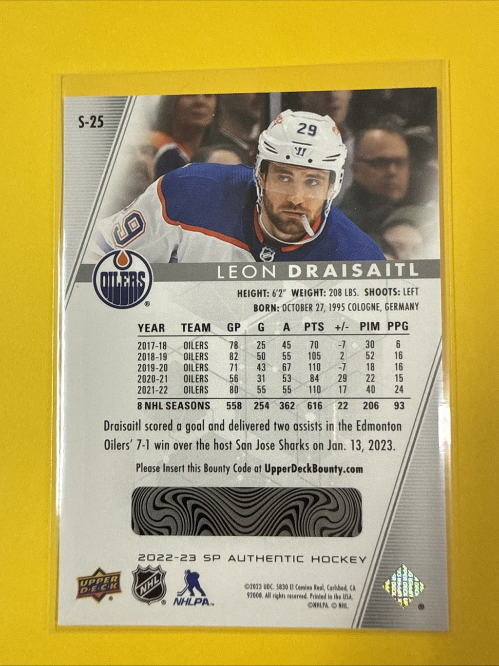 Léon Draisaitl 2022/23 SP Authentic Spectrum FX Card - back