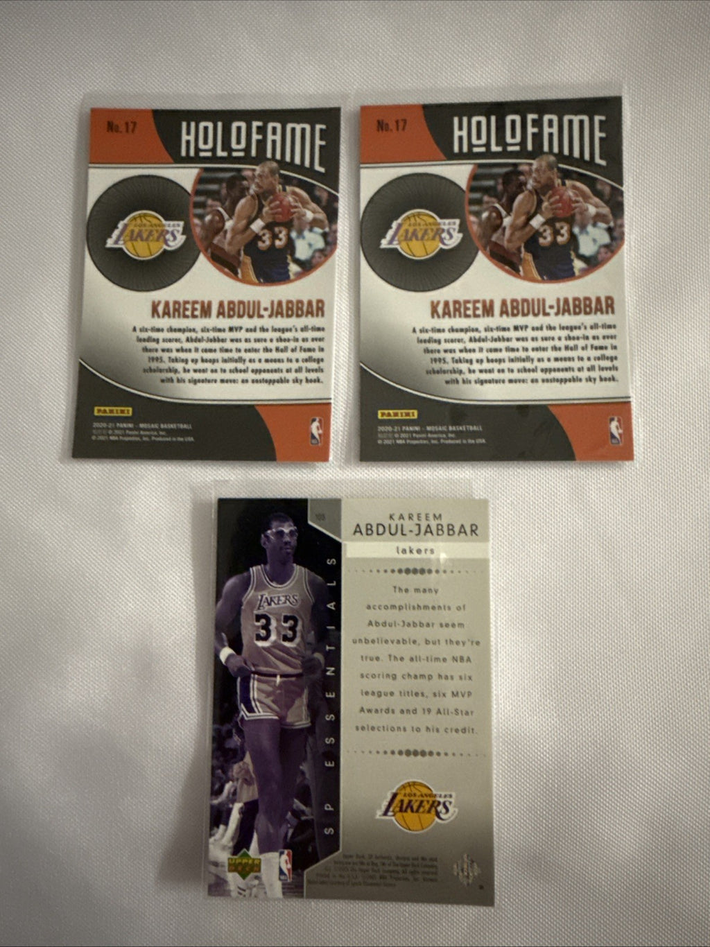 Kareem Abdul-Jabbar 3Basketball Cards - back
