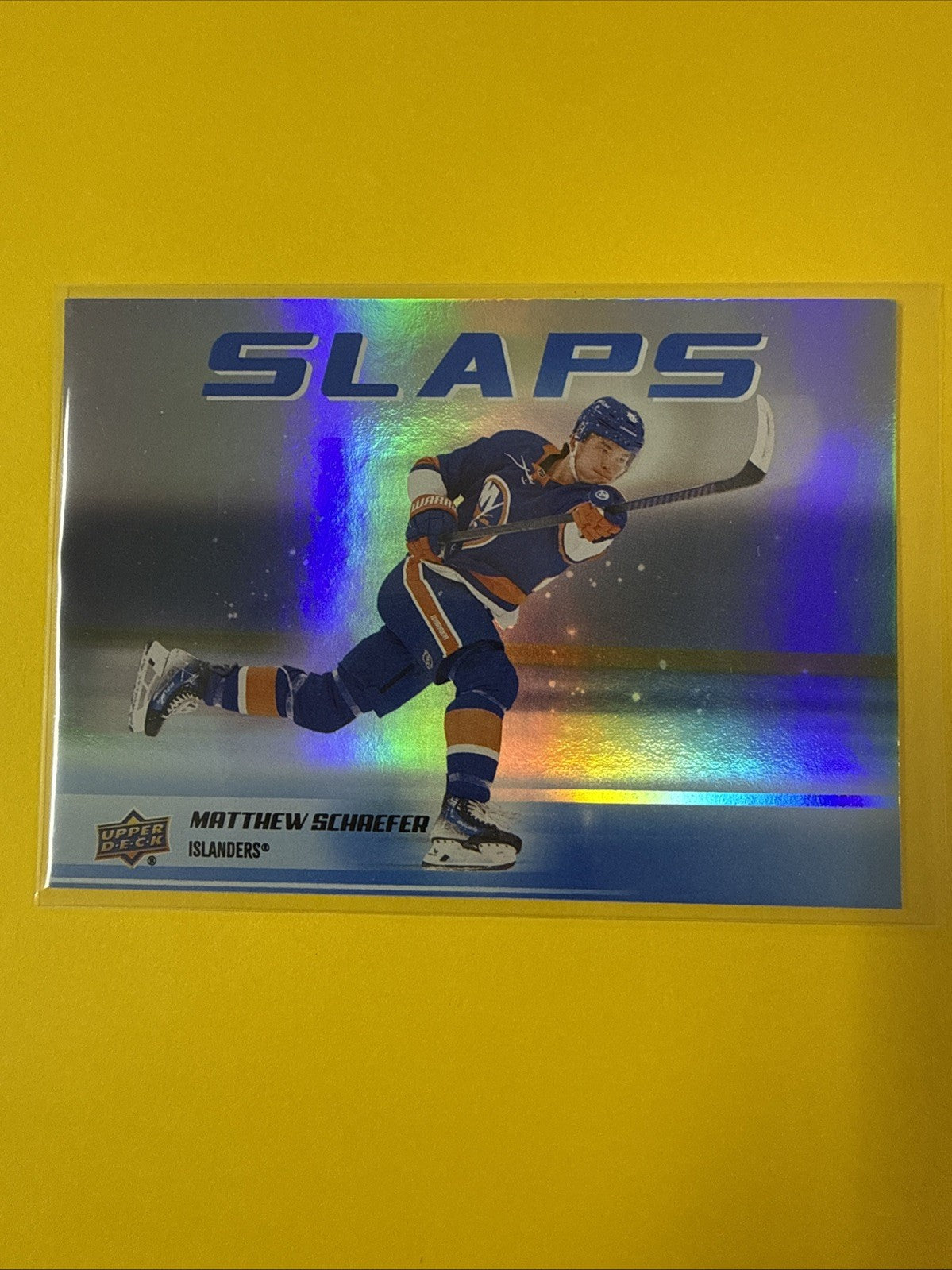 2025-26 UD Series 2 Slaps Speckle Rookie Matthew Schaefer Ny Islanders SL-13 - front