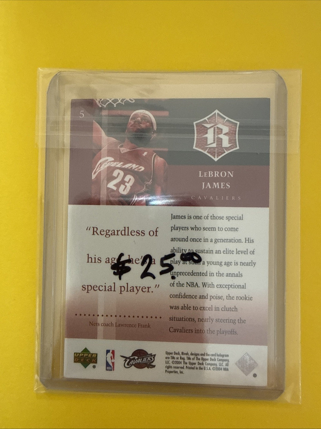 LeBron James 2004 UD Rivals - back