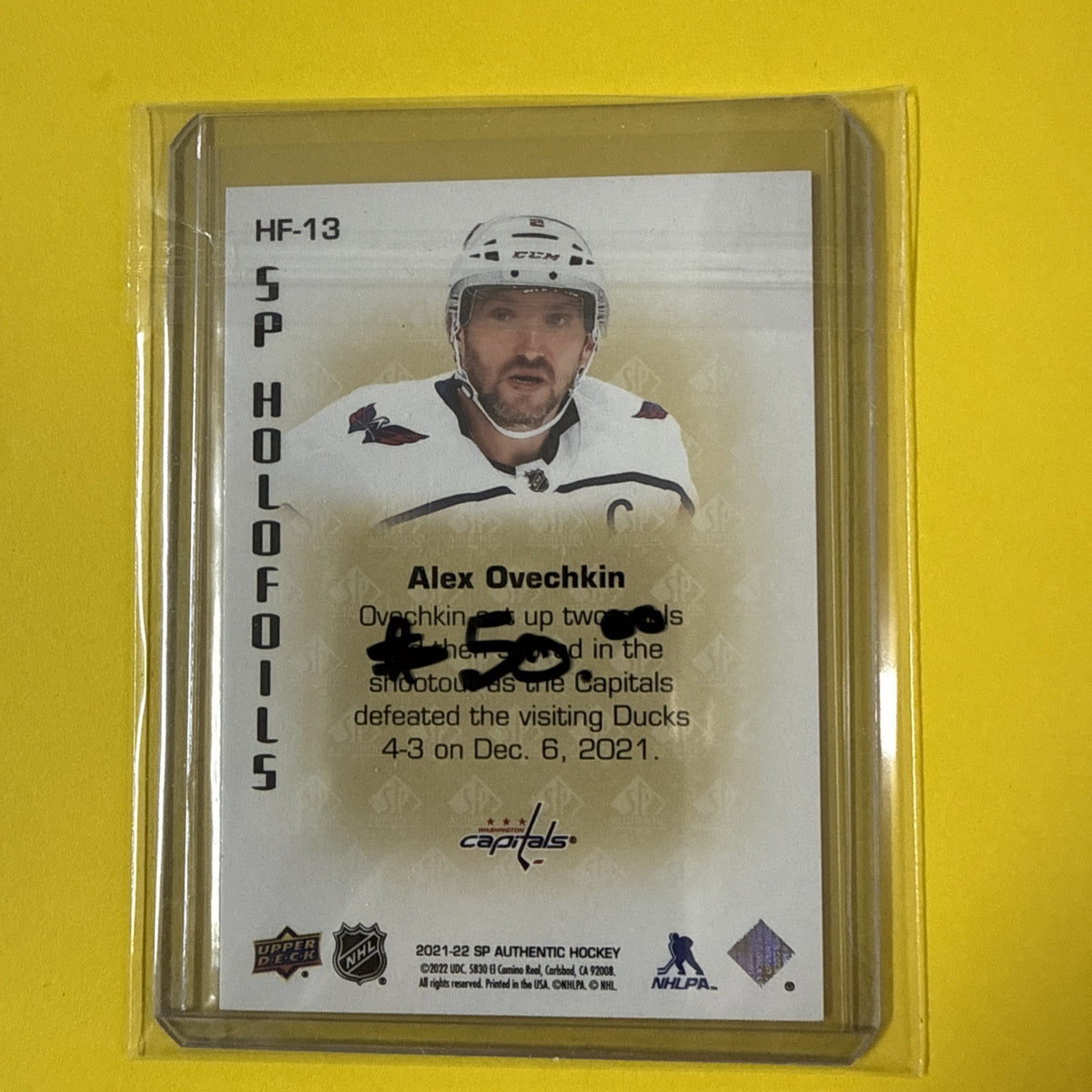 Alex Ovechkin 2021/22 SP Authentic Holo Foils Card - back