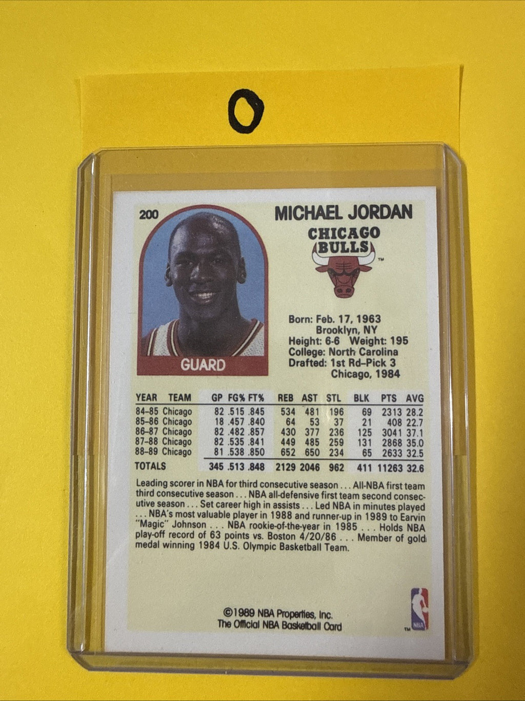 Michael Jordan 1989/90 NBA Hoops Card #200 - back