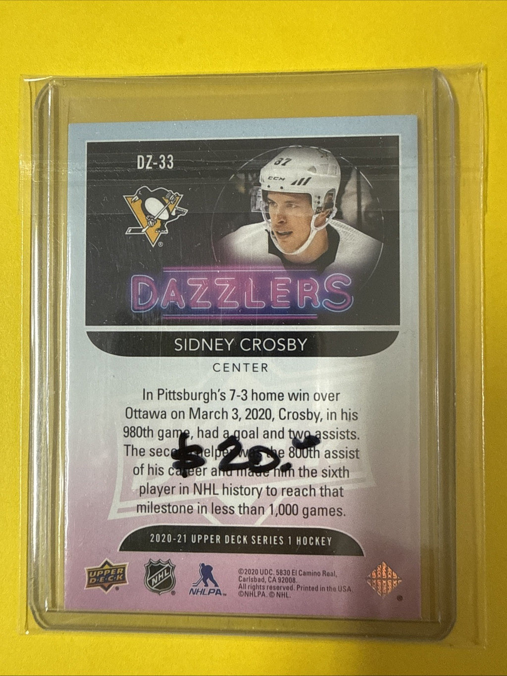 Sidney Crosby 2020/21 Cards - back