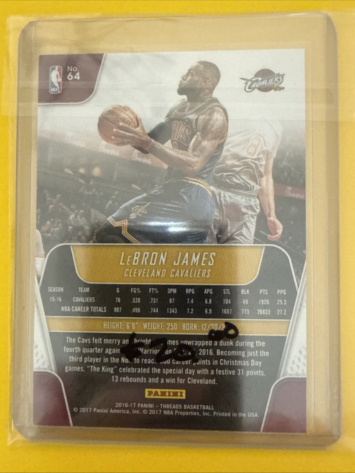 LeBron James 2016/17 Card - back