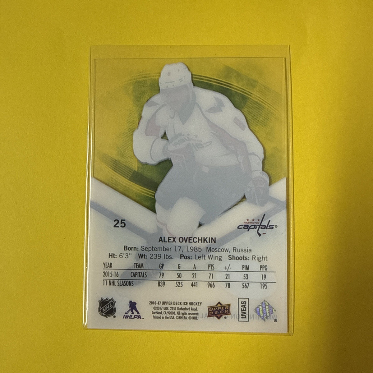 Alexander Ovechkin 2016 Card - back