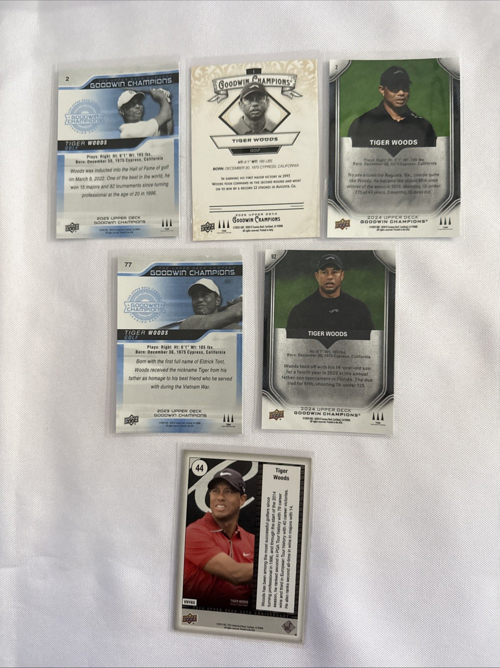 Tiger Woods 6 Golf Cards - back