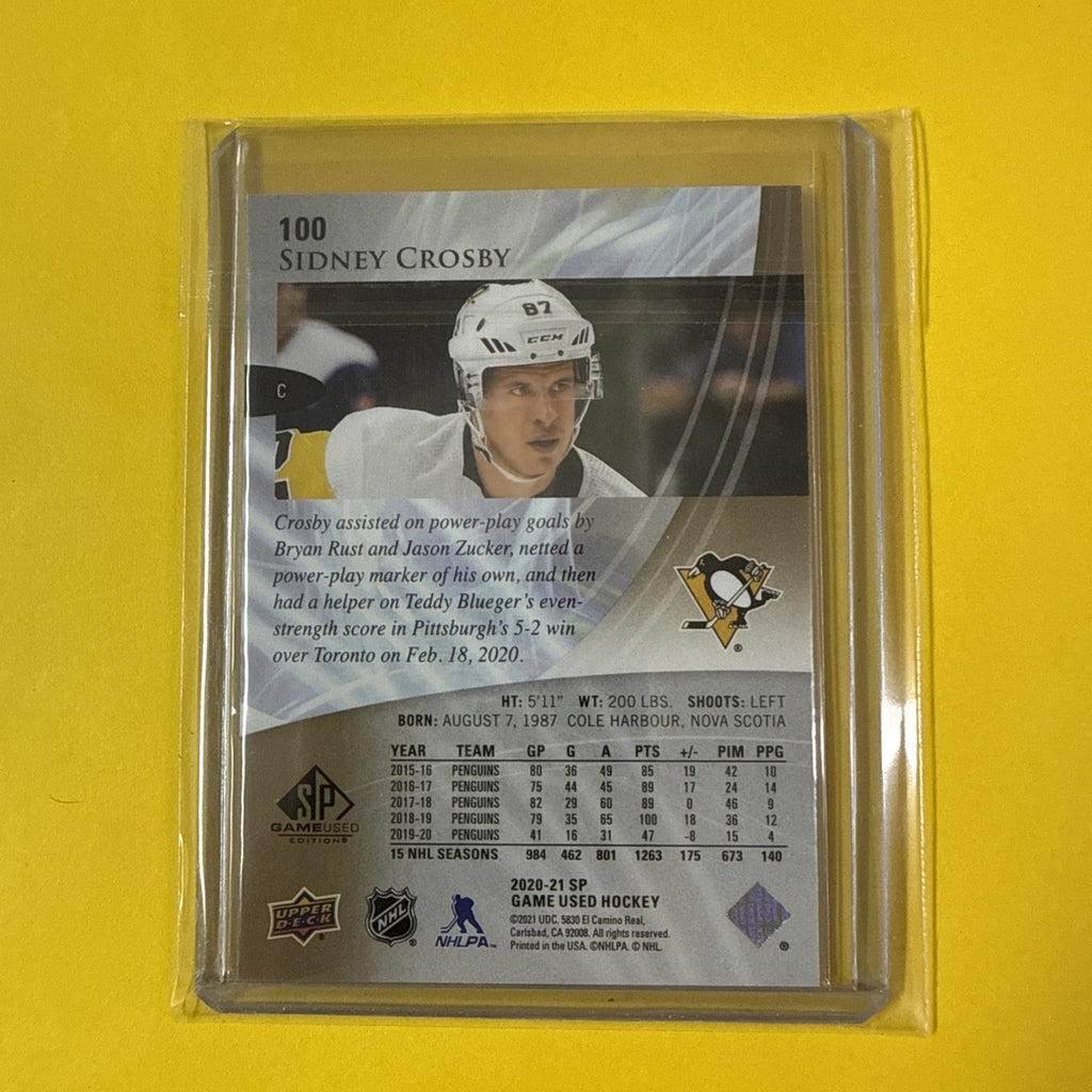 Sidney Crosby 2020/21 SP Game Used Blue Card Out of /165 - back