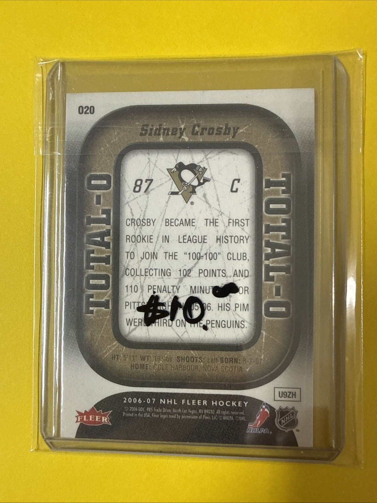Sidney Crosby 2006/07 Cards - back