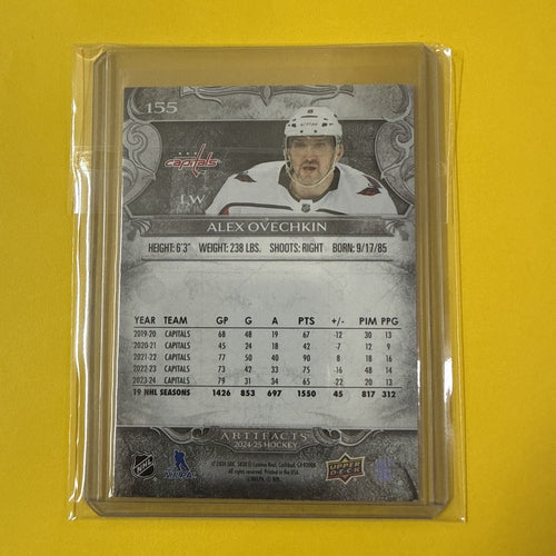 Alex Ovechkin 2024/25 Artifacts Silver Speckle Card - back