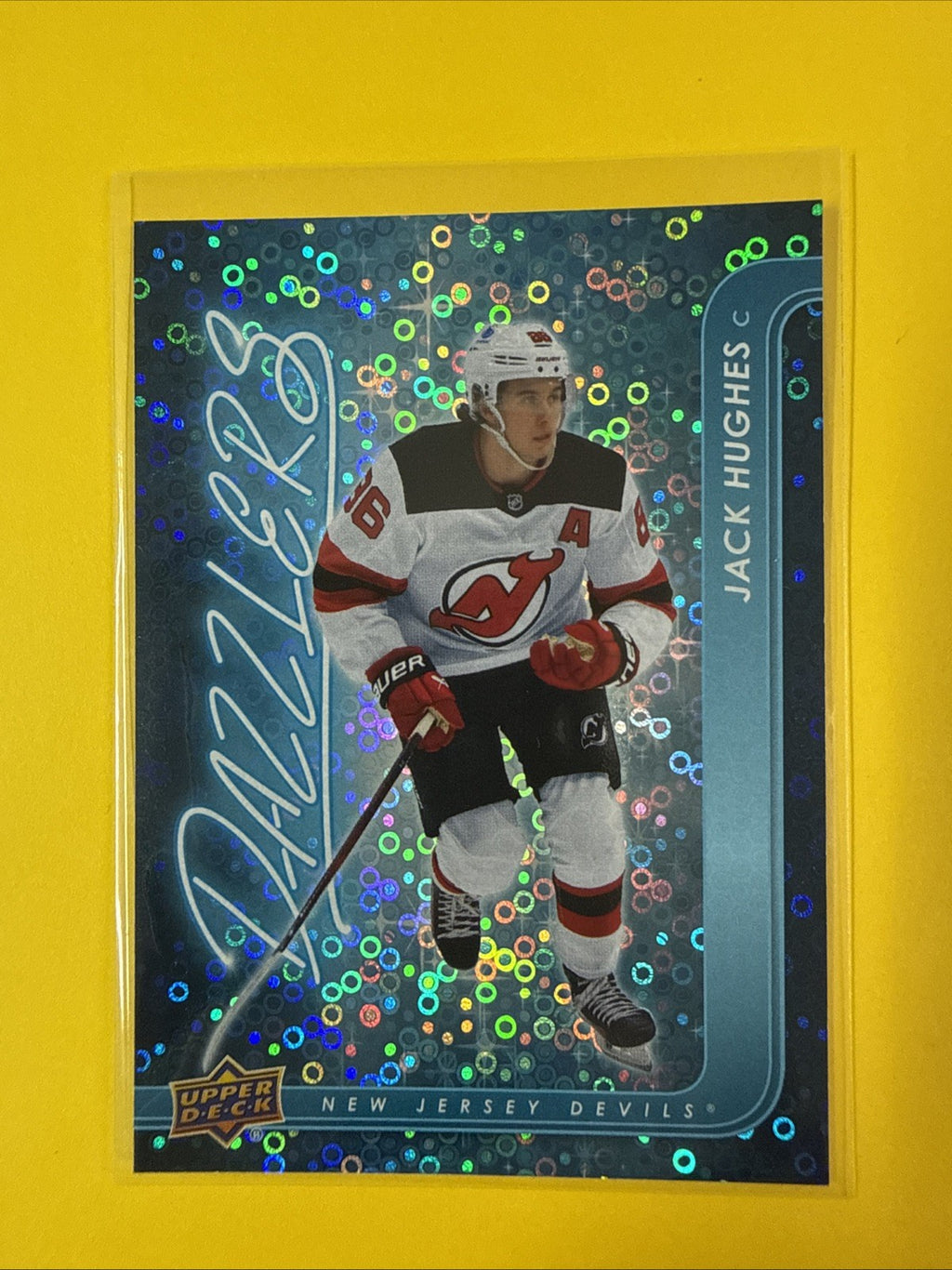 Jack Hughes 2024/25 UD Blue Dazzlers - front